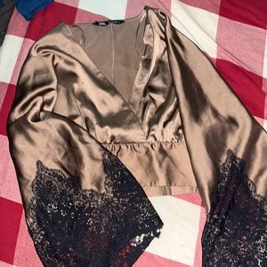 ZARA KIMONO STYLE SILK SHIRT